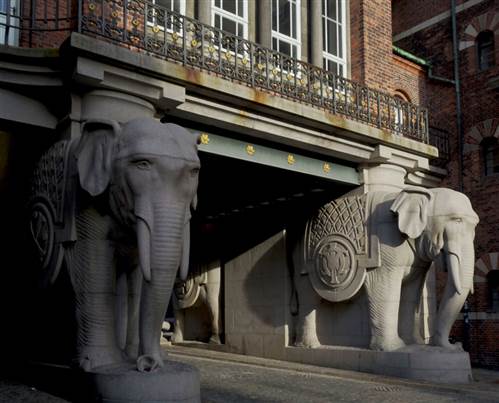 Ottilia Heritage Area - Stone Elephant Statues Flanking Entrance