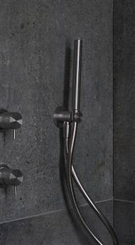 Copenhagen Apartments - Modern Black Handheld Shower On Stone Wall