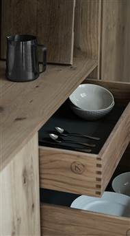 Apartment Hotels Copenhagen - Open Wooden Drawer With Cutlery & Bowls